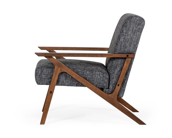 Modrest Candea Mid Century Walnut and Grey Loveseat - MONAVILLA