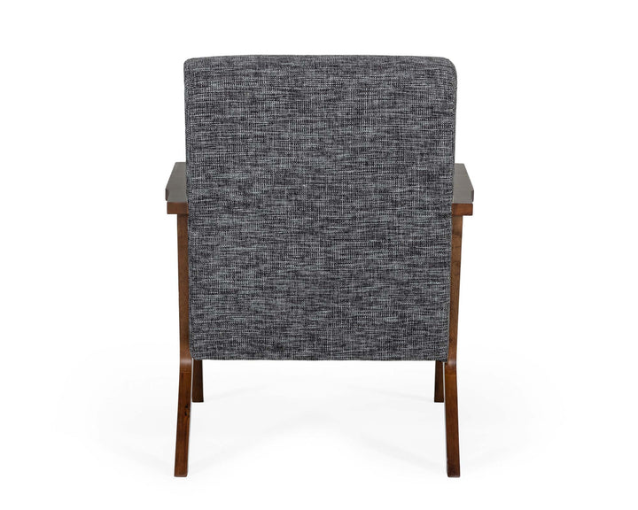 Modrest Candea Mid Century Walnut and Grey Accent Chair - MONAVILLA