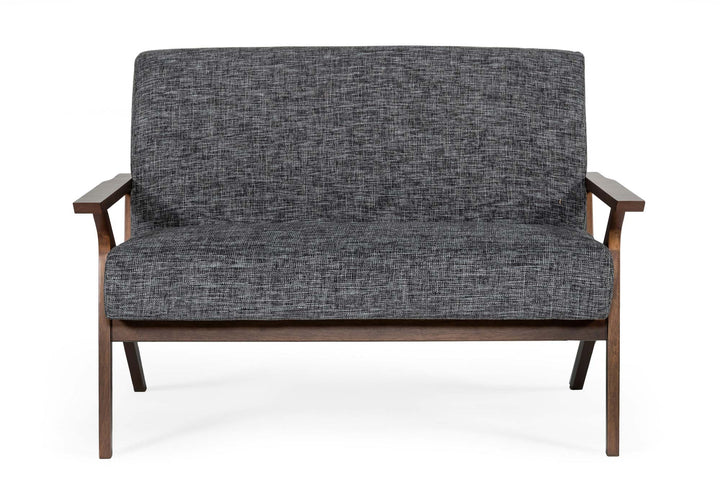 Modrest Candea Mid Century Walnut and Grey Loveseat - MONAVILLA
