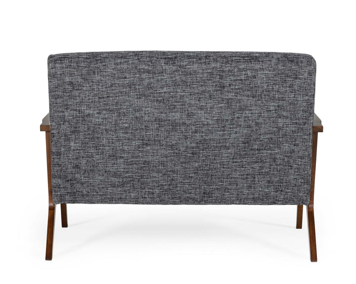Modrest Candea Mid Century Walnut and Grey Loveseat - MONAVILLA