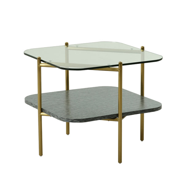 Modrest Cari Glam Gold & Glass End Table - MONAVILLA
