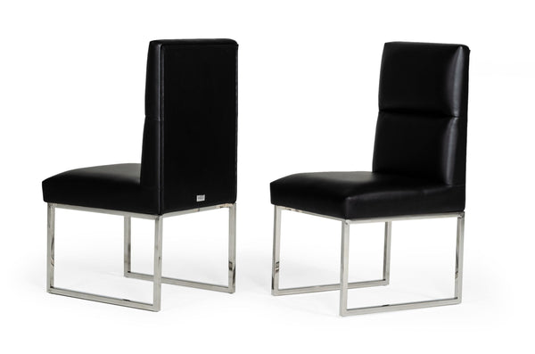 A&X Carla Modern Black Leatherette Dining Chair (Set of 2) - MONAVILLA
