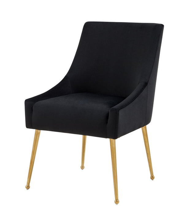 Modrest Castana Modern Black Velvet & Gold Dining Chair (Set of 2) - MONAVILLA
