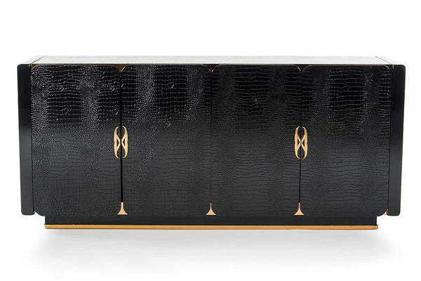 A&X Talin Modern Black Crocodile & Rosegold Buffet - MONAVILLA