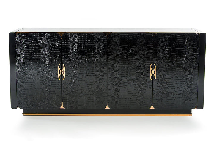A&X Talin Modern Black Crocodile & Rosegold Buffet - MONAVILLA