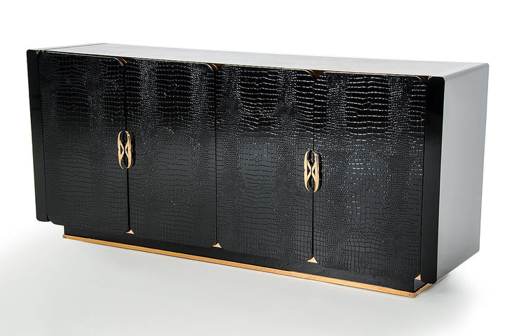 A&X Talin Modern Black Crocodile & Rosegold Buffet - MONAVILLA