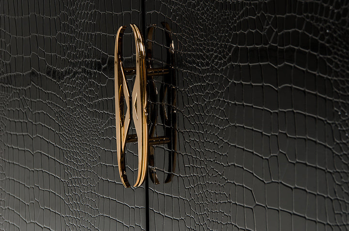A&X Talin Modern Black Crocodile & Rosegold Buffet - MONAVILLA