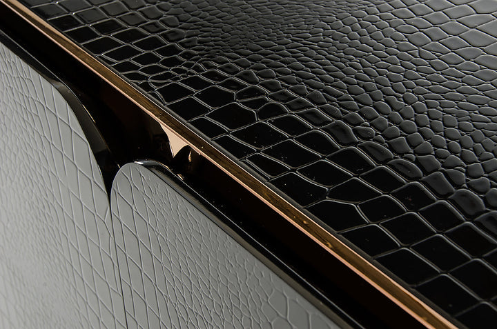 A&X Talin Modern Black Crocodile & Rosegold Buffet - MONAVILLA