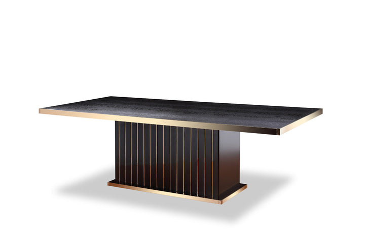 A&X Talin Modern Black Crocodile & Rosegold Dining Table - MONAVILLA
