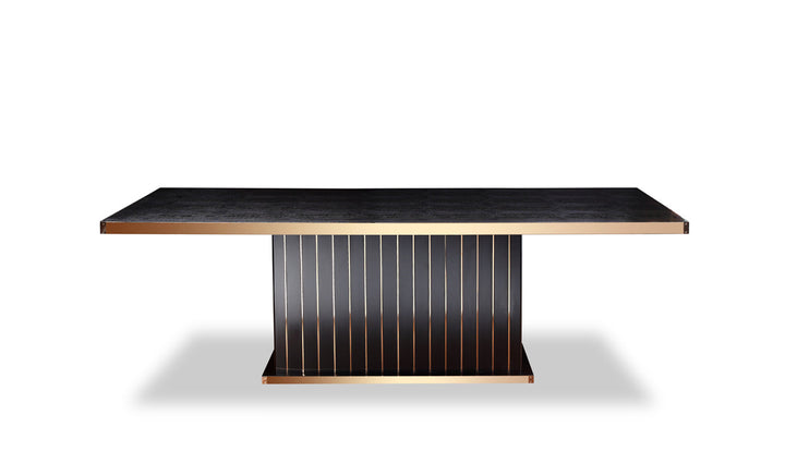A&X Talin Modern Black Crocodile & Rosegold Dining Table - MONAVILLA