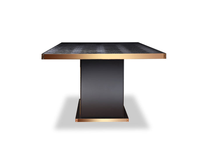 A&X Talin Modern Black Crocodile & Rosegold Dining Table - MONAVILLA