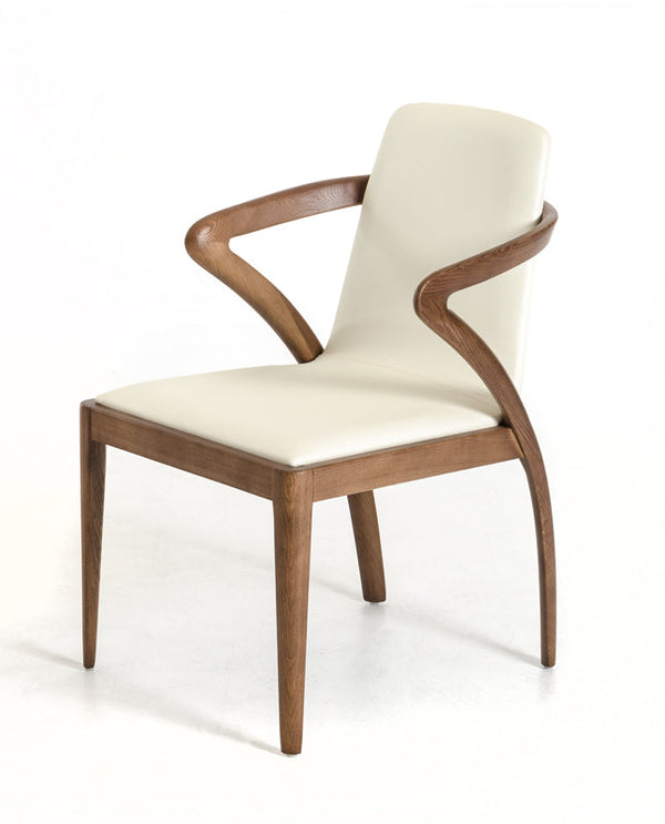 Modrest Falcon Modern Walnut and Cream Dining Chair - MONAVILLA