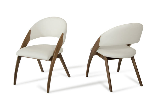 Modrest Lucas Modern Cream & Walnut Dining Chair - MONAVILLA