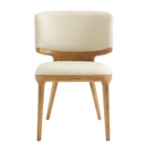 Modrest Stanley Contemporary Cream Leatherette and Walnut Set of Two Dining Chairs - MONAVILLA
