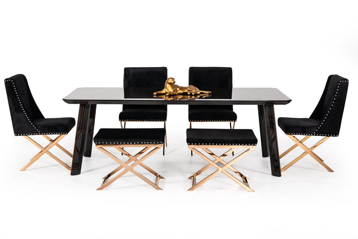 Modrest Chadwick Modern Ebony & Rosegold Dining Table - MONAVILLA