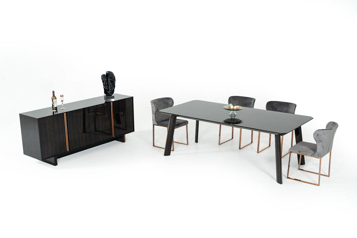 Modrest Chadwick Modern Ebony & Rosegold Dining Table - MONAVILLA