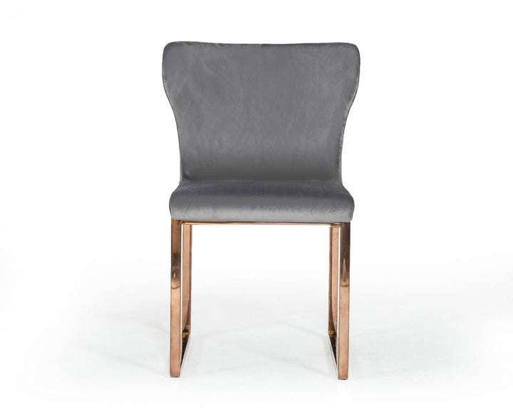 Modrest Chadwick Modern Grey Velvet & Rosegold Dining Chair - MONAVILLA