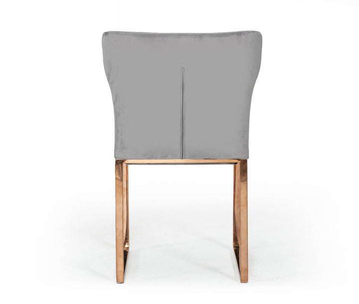 Modrest Chadwick Modern Grey Velvet & Rosegold Dining Chair - MONAVILLA