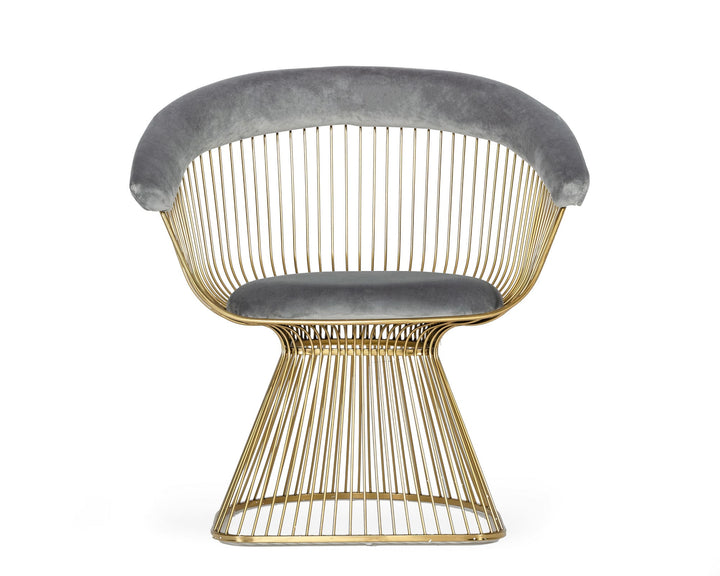 Modrest Chandler Modern Grey Velvet & Gold Dining Chair - MONAVILLA