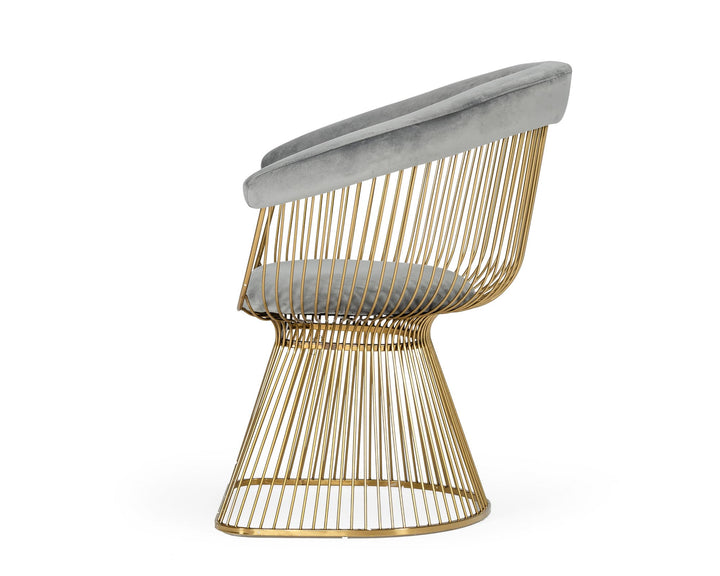 Modrest Chandler Modern Grey Velvet & Gold Dining Chair - MONAVILLA