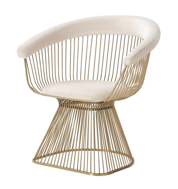 Modrest Chandler Modern Beige Velvet & Gold Dining Chair - MONAVILLA