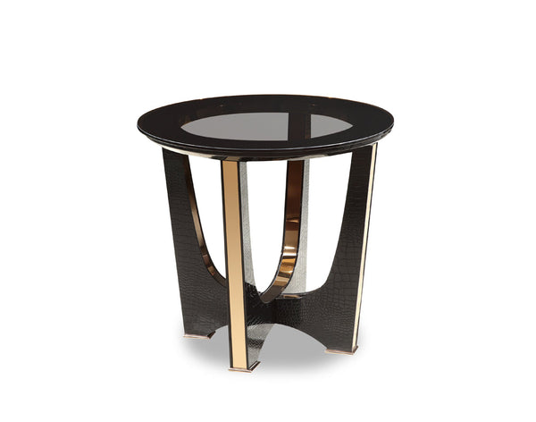 A&X Talin Modern Black Crocodile & Rosegold End Table - MONAVILLA