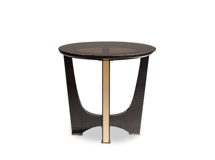 A&X Talin Modern Black Crocodile & Rosegold End Table - MONAVILLA