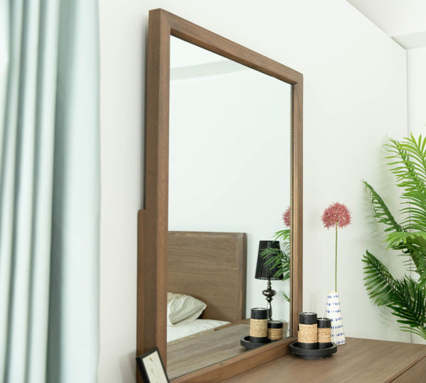 Modrest Claire Contemporary Natural Light Mocha Acacia Mirror - MONAVILLA