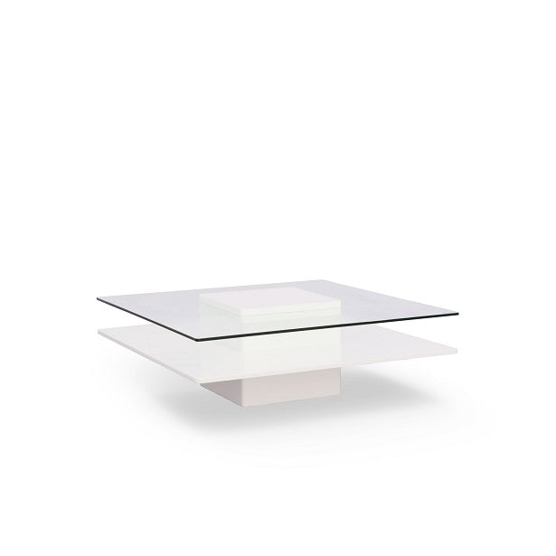 Modrest Clarion Modern White & Clear Glass Coffee Table - MONAVILLA