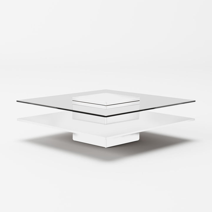 Modrest Clarion Modern White & Clear Glass Coffee Table - MONAVILLA