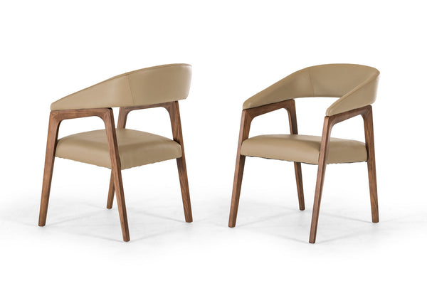 Modrest Clive Modern Taupe & Walnut Dining Chair - MONAVILLA