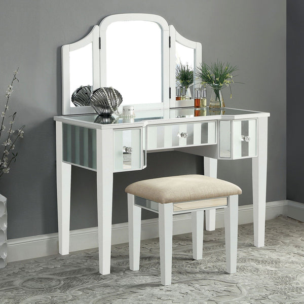 Furniture Of America Cyndi White Transitional Vanity With Stool Model CM-DK6361WH-UPS3 - MONAVILLA