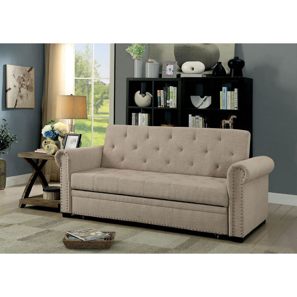 Furniture Of America Iona Beige Transitional Futon Sofa