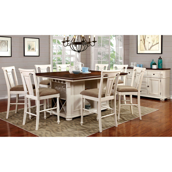 Furniture Of America Sabrina Off-White/Cherry Transitional 7-Piece Counter Height Dining Table Set With Stools Model CM3199WC-PT-7PC-ST - MONAVILLA