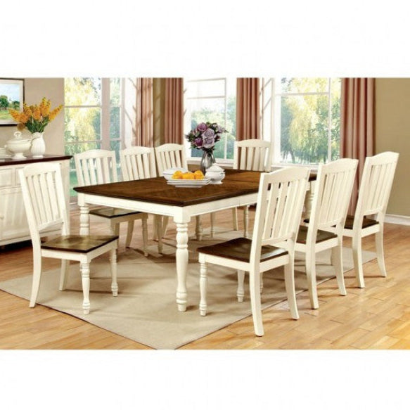Furniture Of America Harrisburg Vintage White/Dark Oak Transitional 7-Piece Dining Table Set Model CM3216T-7PC