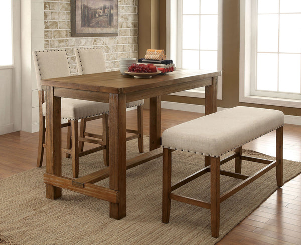 Furniture Of America Sania Rustic Oak Rustic 5-Piece Counter Height Dining Table Set Model CM3324PT-5PC - MONAVILLA