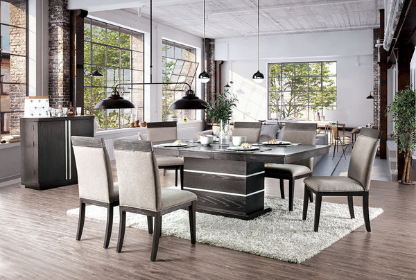Furniture Of America Modoc Espresso/Beige Contemporary 7-Piece Dining Table Set Model CM3337T-7PC - MONAVILLA