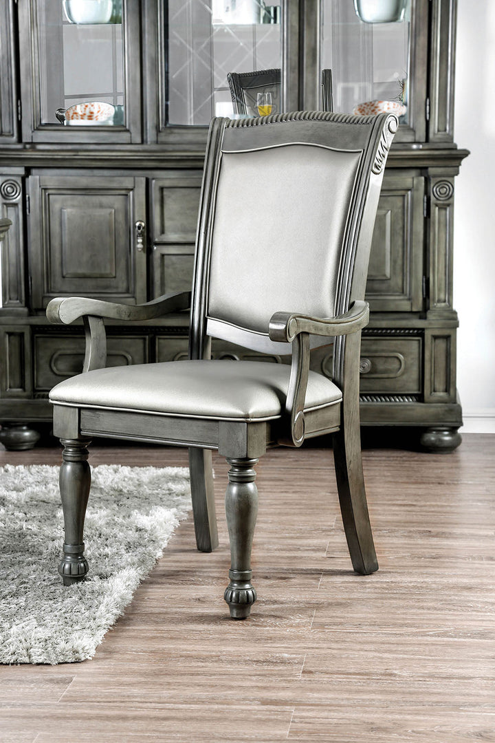 Furniture Of America Alpena Gray/Silver Transitional Arm Chair (2 In Box) Model CM3350GY-AC-2PK - MONAVILLA