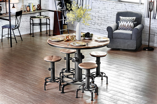 Furniture Of America Foskey Antique Black/Natural Tone Industrial Dining Table Model CM3367PT-TABLE - MONAVILLA
