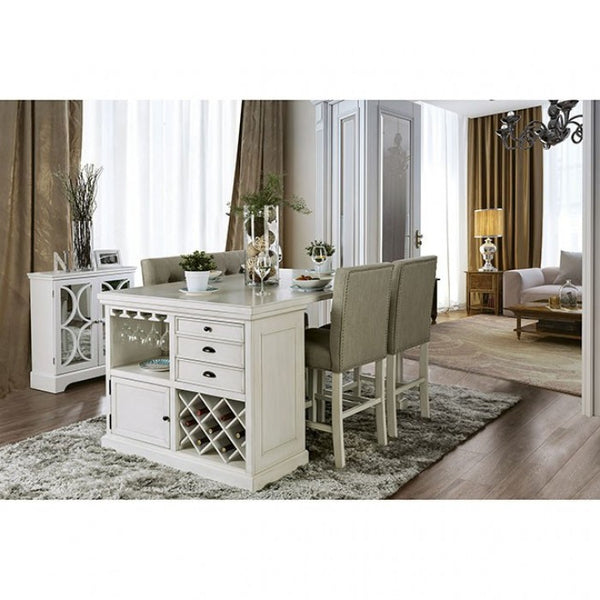 Furniture Of America Sutton Antique White Transitional 5-Piece Dining Table Set Model CM3390PT-5PC