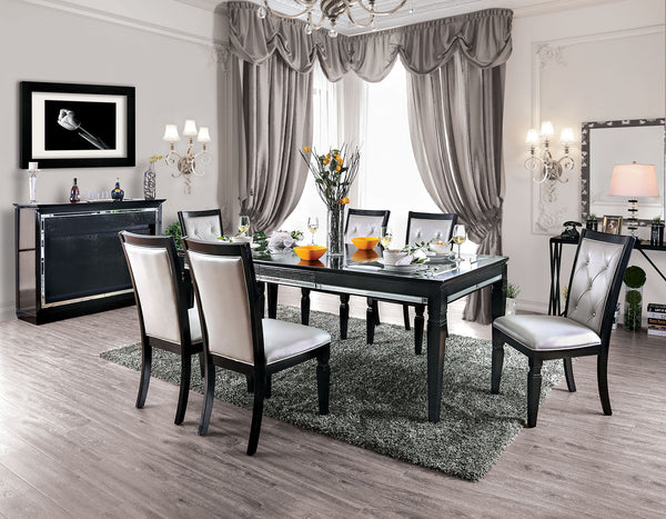 Furniture Of America Alena Black/Silver Transitional 7-Piece Dining Table Set Model CM3452BK-T-7PC - MONAVILLA