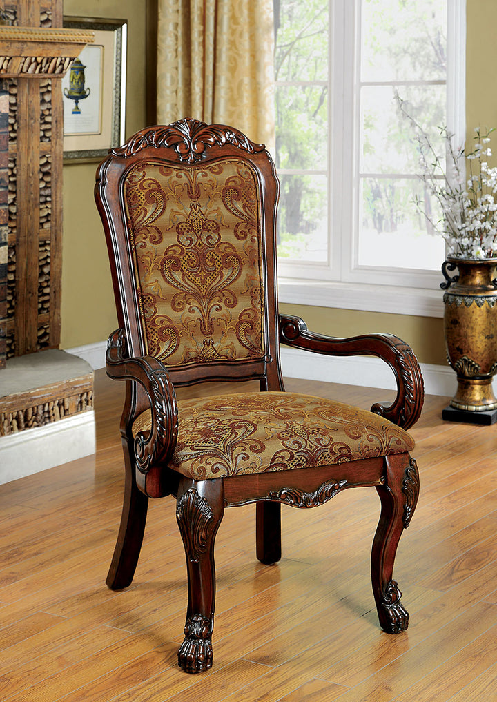Furniture Of America Medieve Brown/Cherry Traditional Arm Chair, Cherry (2 In Box) Model CM3557CH-AC-2PK - MONAVILLA