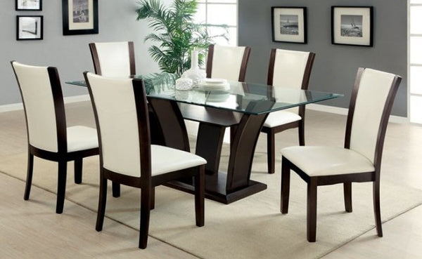 Furniture Of America Manhattan Brown Cherry Contemporary 7-Piece Dining Table Set Model CM3710T-WH-7PC