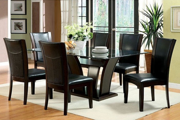 Furniture Of America Manhattan Brown Cherry Contemporary 7-Piece Dining Table Set Model CM3710T-7PC