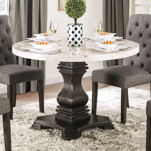 Furniture Of America Elfredo White | Antique Black Rustic Round Table