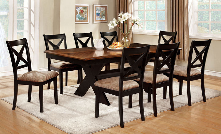 Furniture Of America Liberta Dark Oak/Black/Beige Transitional Dining Table Model CM3776T-TABLE - MONAVILLA