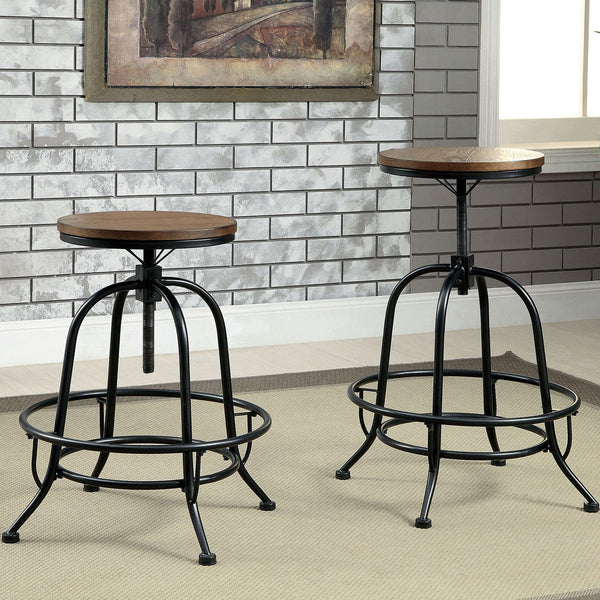 Furniture Of America Silvia Black/Medium Oak Industrial Counter Height Stool (2 In Box) Model CM3803PC-2PK - MONAVILLA