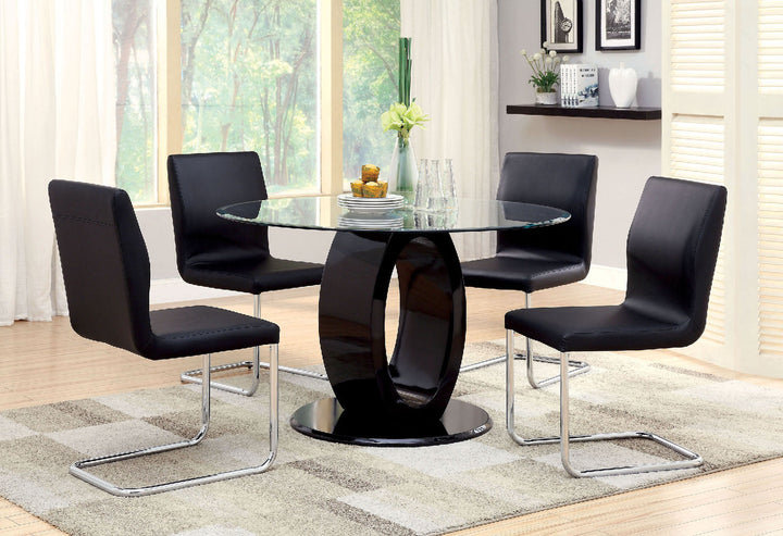 Furniture Of America Lodia Black Contemporary Round Table Model CM3825BK-RT-TABLE - MONAVILLA
