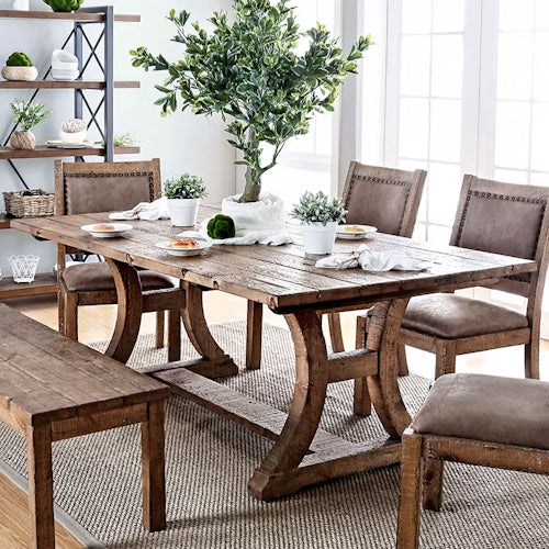 Furniture Of America Gianna Rustic Oak/Brown Rustic 96" Dining Table Model CM3829T-TABLE