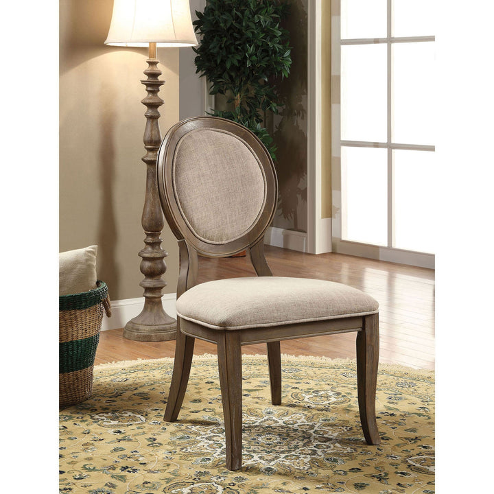 Furniture Of America Kathryn Rustic Oak/Beige Transitional Side Chair (2 In Box) Model CM3872SC-2PK - MONAVILLA